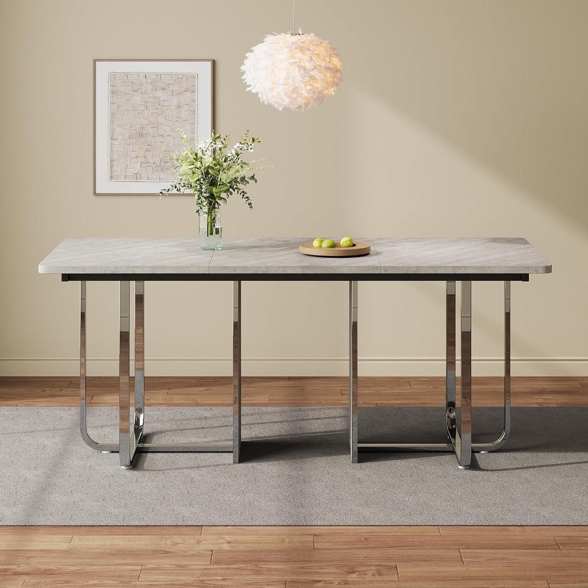 Eettafel Rechthoekig - Eetkamertafel Tafel - Gezellig Tafelen - Grote Afmetingen - 180 x 80 x 75 cm - Grijs Zilver