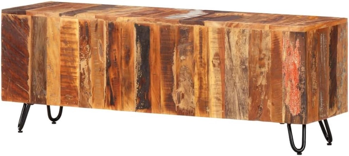 Tv-kast Hout - Tv meubel - Woonkamer Inrichten - Gerecycled Massief Hout - 110 x 30 x 40 cm - Meerkleurig