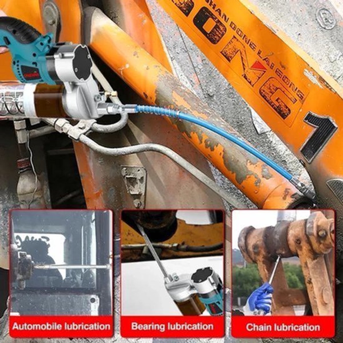 Elektrische Vetspuit - Vetpomp - Vetpistool - Voor Auto Onderhoud & Smering - Draadloos - 10000PSI - Hoge Druk 689 Bar - 2 Accu met Kunststof Doos