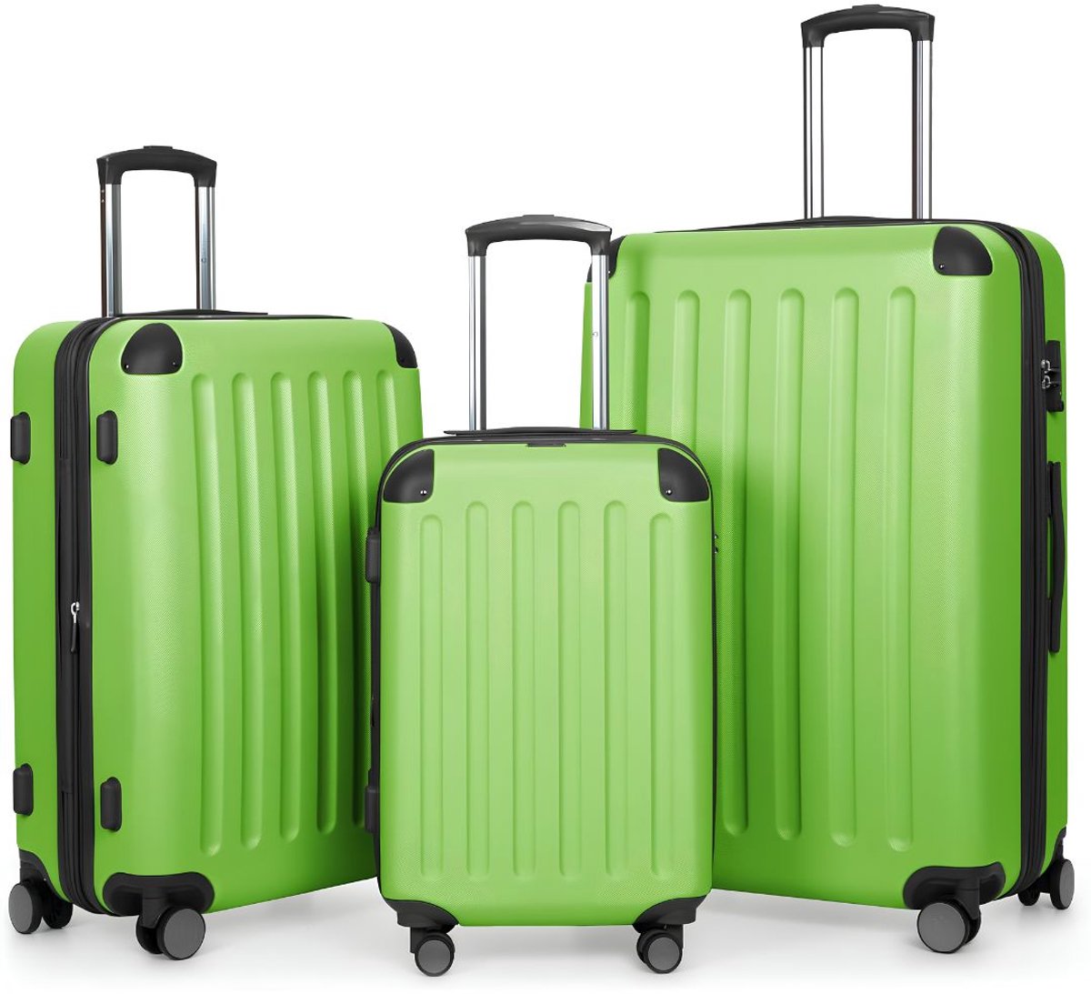 NIVA® Kofferset - Reiskoffer Set - Koffer Handbagage - Groen - 35cm x 47cm x 75cm