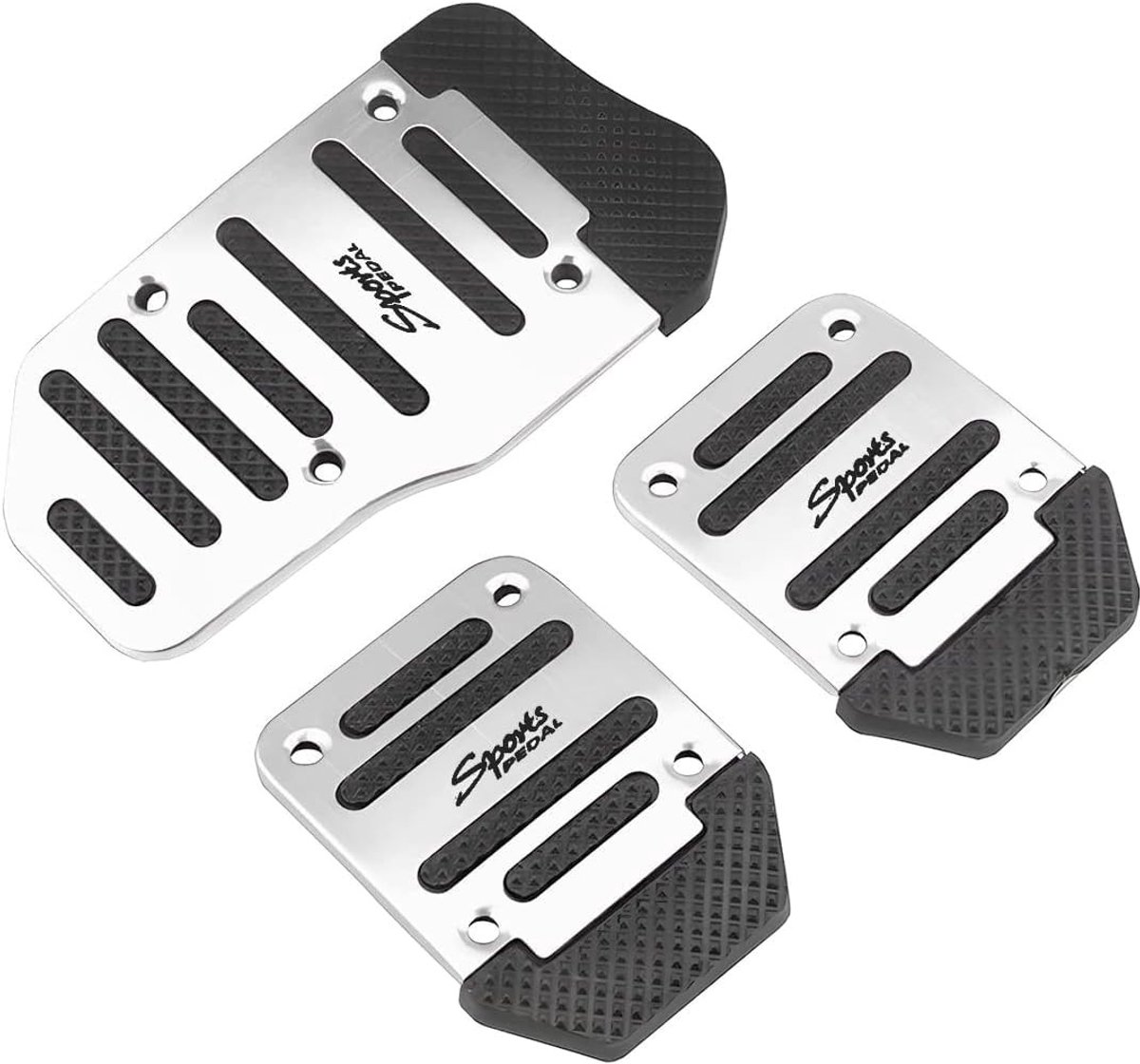 3-delige set anti-slip voetpedalen voor auto - brandstof, gas en rempedal covers in zilver