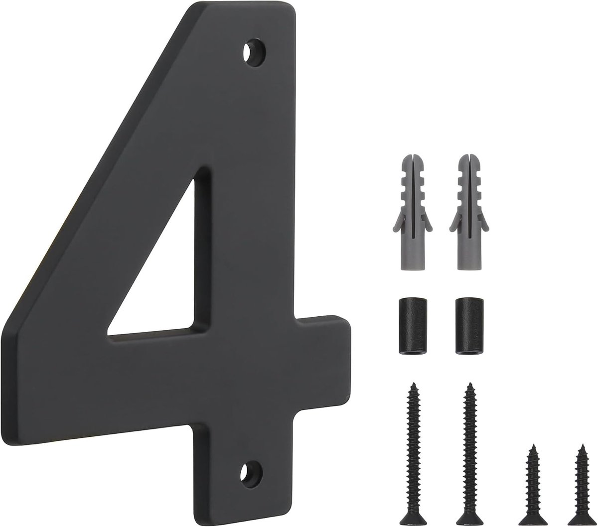 Moderne Drijvende Huisnummers - 5 Inch Zwart, Eenvoudige DIY Installatie voor Paal of Straat, Duurzaam en Weerbestendig