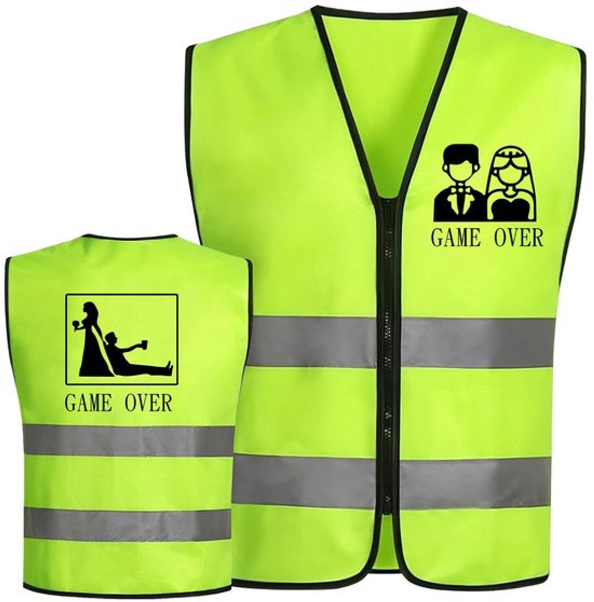 Kostuum Vrijgezellenfeest - JGA Kostuum - Accessoires Heren - Veiligheidsvest Neongroen - Bruiloft Feest - Reflecterende Strepen - Vrijgezellenfeestoutfit