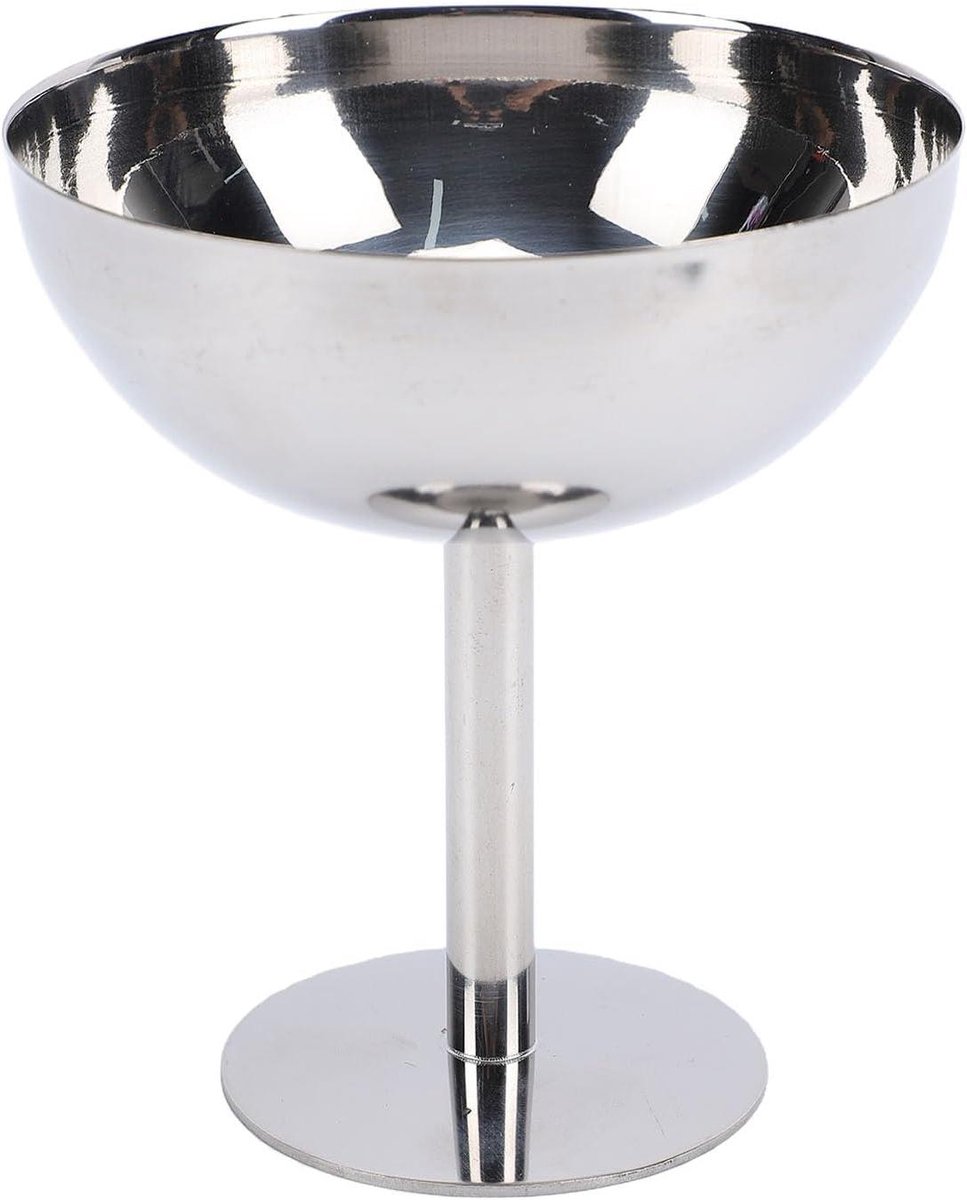 Dessertbeker op Voet - Ijscoupe Kom - Desserts Serveren - Handgepolijst Roestvrij Staal - 115 cm Hoog - Zilver