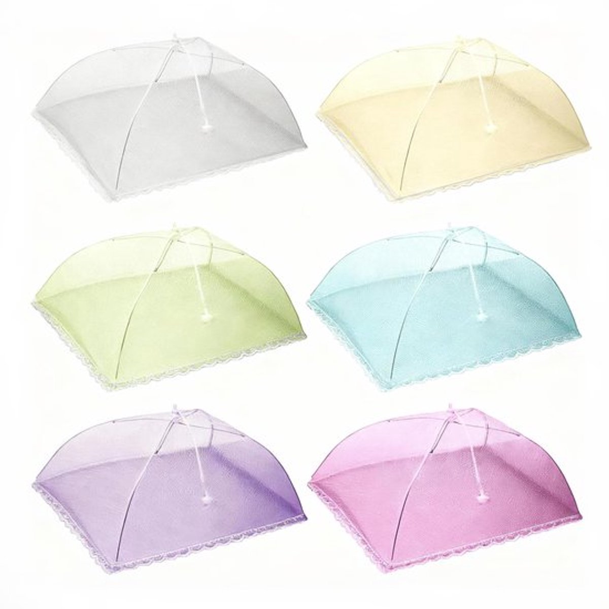 Vliegenkap 32 x 32 cm - 6 Stuks - Opvouwbaar - Voedselkap - Vliegenbescherming - Mesh-materiaal - Efficiënte insectenbescherming - Voedselafdekking