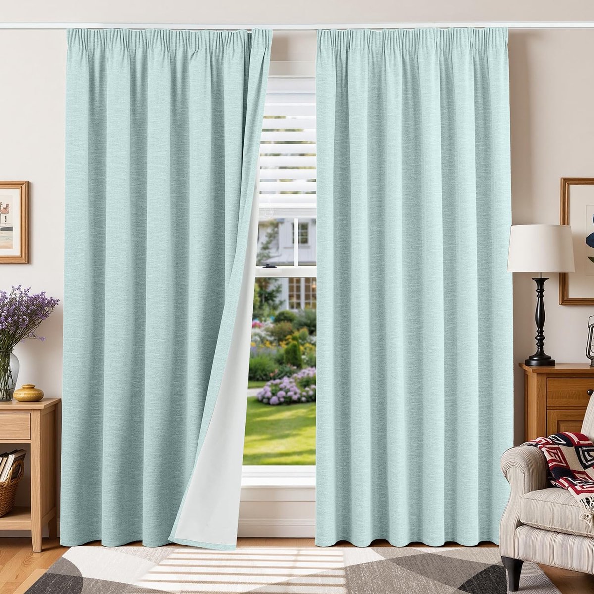 Verduisterend gordijn 200 x 200 cm - linnen - warmte-isolerend - ideaal voor slaapkamer - ShopVlot