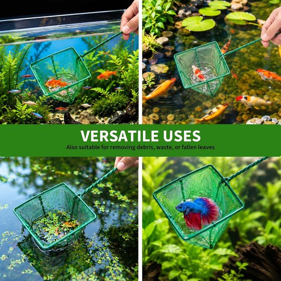Schepnet Aquarium - Visnet Garnalennet - Vissen Vangen - Fijnmazig Zacht Net - 3 Stuks - Groen — afbeelding 5