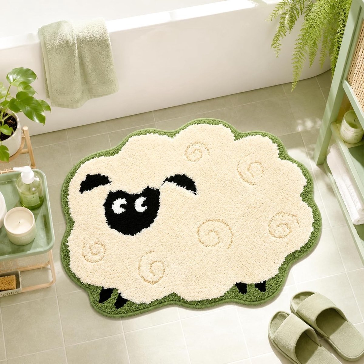 Zachte en Rutschfest Bademat voor de Douche, Wasbare Flauschige Duschmat, 50 x 68 cm Antislip Badmat