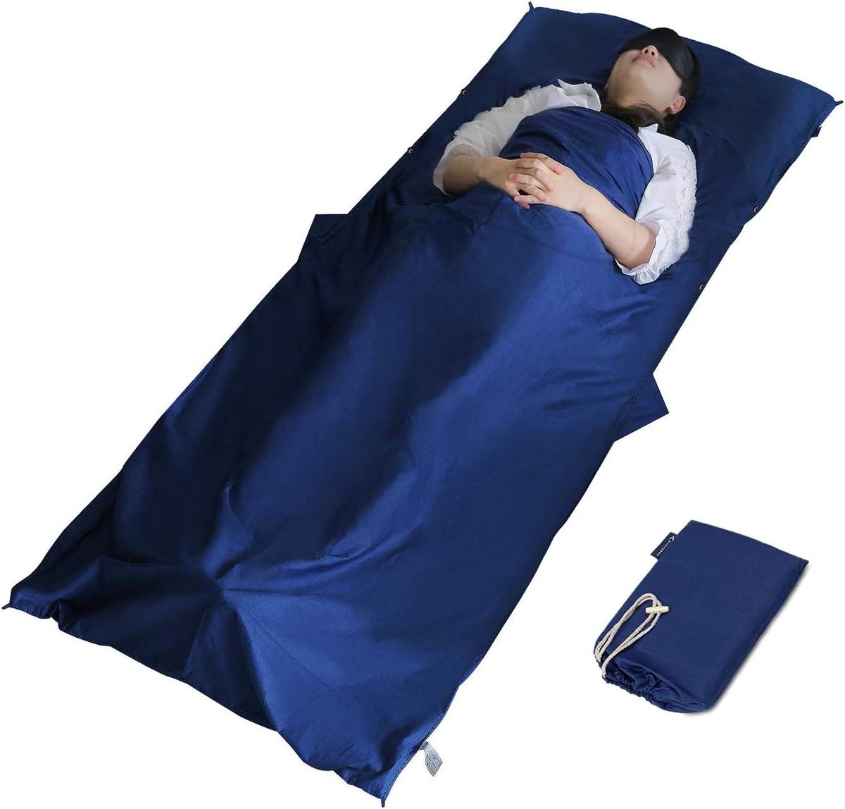 Katoenen Slaapzak - Reishoes - Kamperen en Reizen - Ademend en Zacht - 95 x 220 cm - Blauw