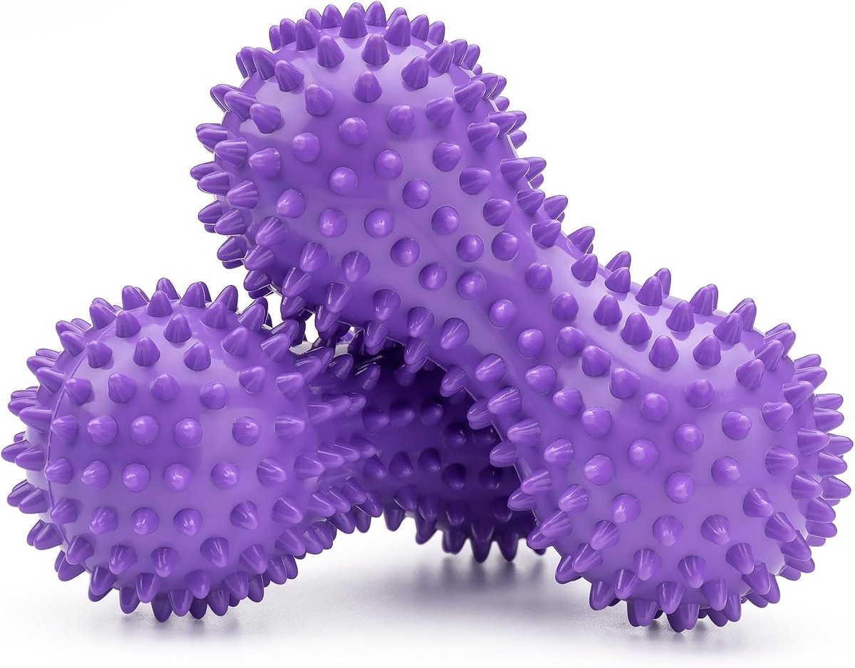 Peanutvormige PVC Massagebal voor Diepe Weefselmassage van Handen en Voeten - 2 Stuks, Paars, Spierontspanning en Trigger Point Behandeling