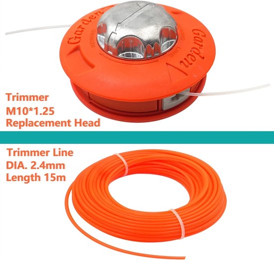 Vervangende Spoelkop voor Grastrimmer M10 x 1.25 Links met 15m 2.4mm Trimmerdraad voor Universele Maaihoofden, Geschikt voor Bosmaaiers en Tuinonderhoud — afbeelding 5