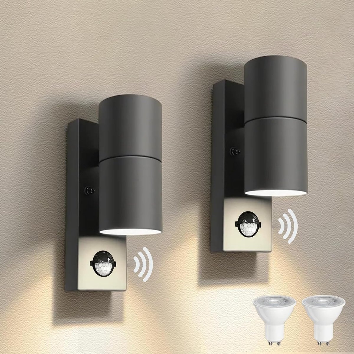 JNR Stainless Steel LED Outdoor Light with PIR Motion Sensor, IP54 Waterproof Outdoor Light with Motion Sensor 230 V - ShopVlot