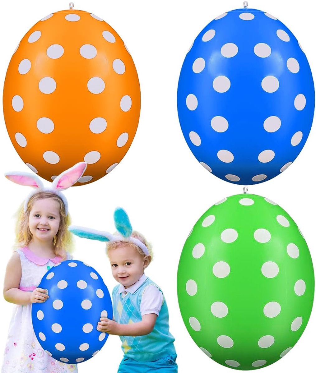 Inflatable Easter Eggs, Pack of 3 Easter Eggs Giant Colourful Easter Eggs PVC Inflatable Easter Eggs Ornaments for - ShopVlot