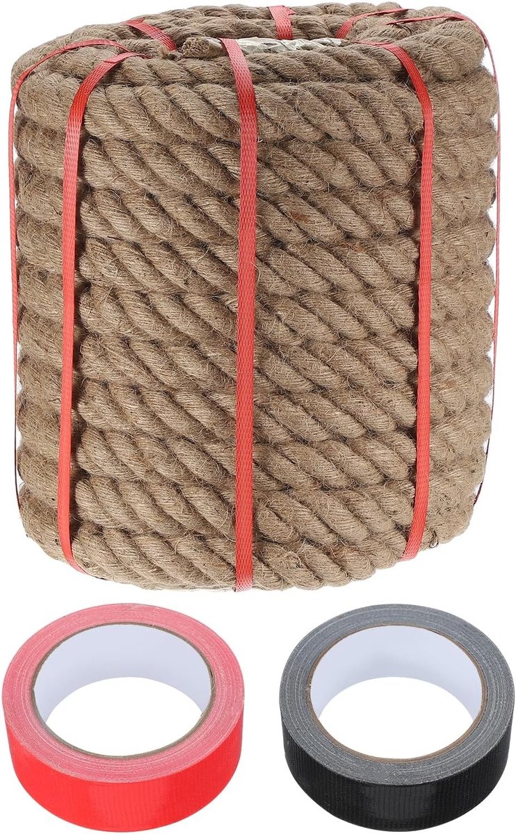 Dikke Jute Touw 1.3 inch x 66 ft, Natuurlijke Touw voor Ambachten, Tuin, Nautische Decoratie en Sportactiviteiten
