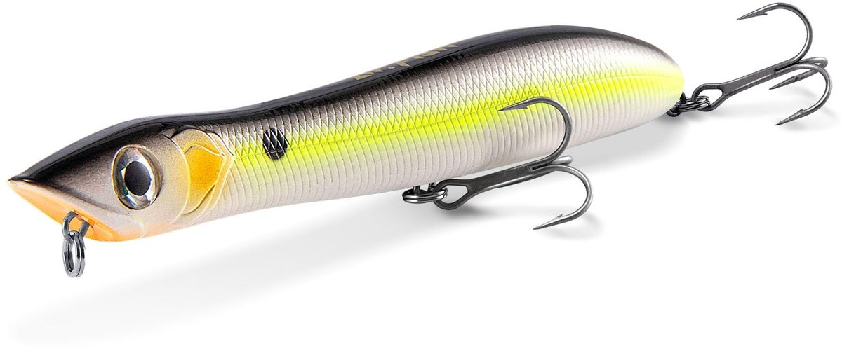 Kunstaas voor zeebaars 140mm/26g - drievoudige haakjes - laser schaal popper - ideaal voor oppervlaktevissen - ShopVlot