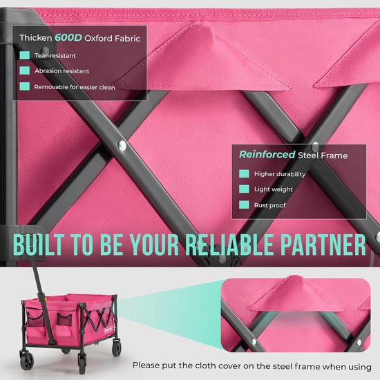 Opvouwbare Wagen - Draagbare Kar - Boodschappen Vervoeren - Verstevigd Staalframe - 100L Capaciteit - Zwart — afbeelding 3