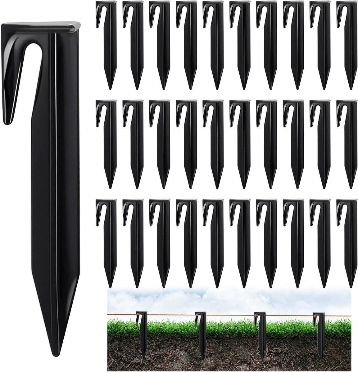 Robotmaaier Haringen - Grondpennen Set - Gazon Onderhouden - Extra Robuust Plastic - 150 Stuks - Zwart