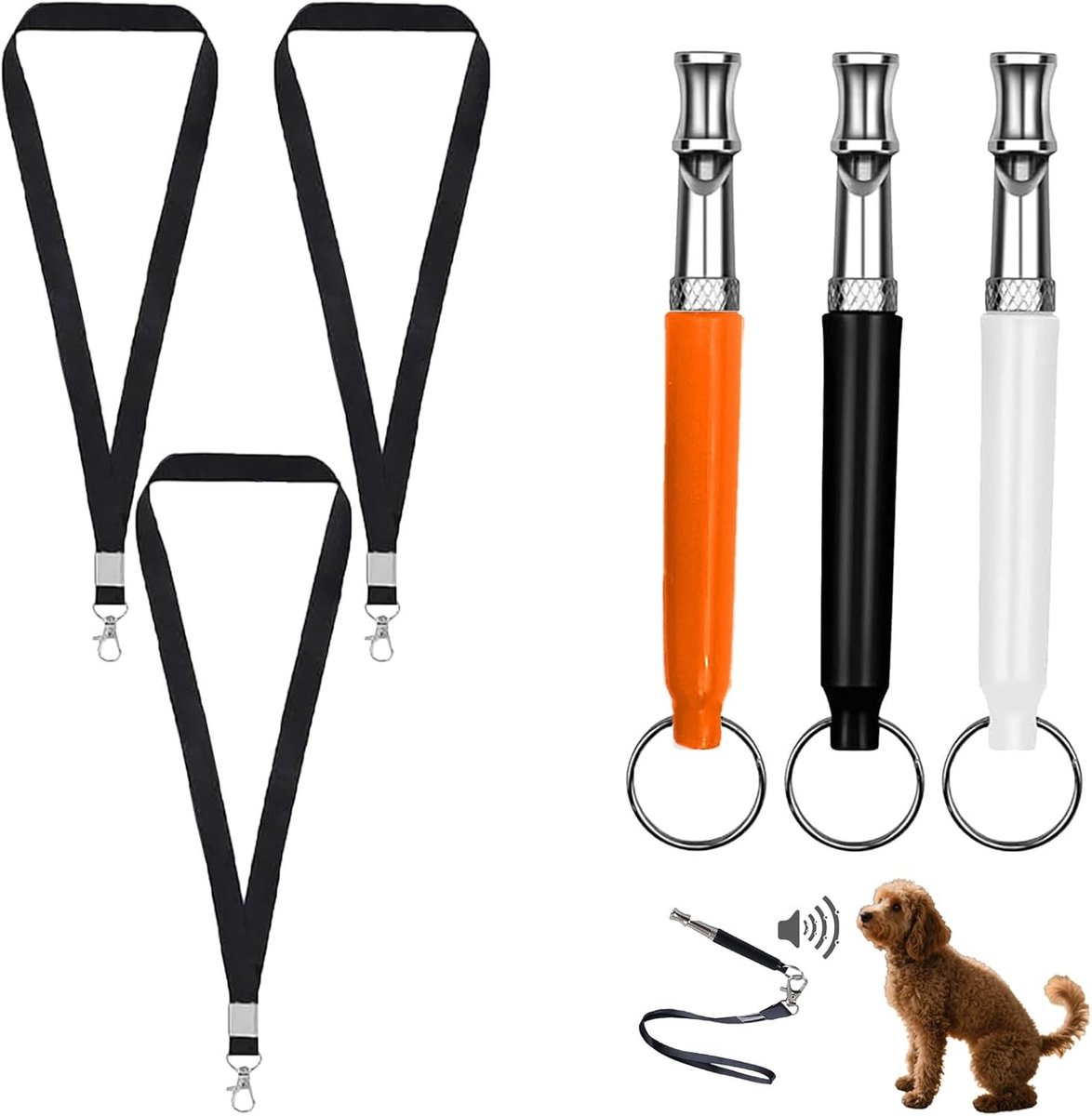 3 Stuks Hondenfluitje - Hoogfrequent Ultrageluid voor Honden Training en Recall Tool, Verstelbaar en Effectief tegen Blaffen