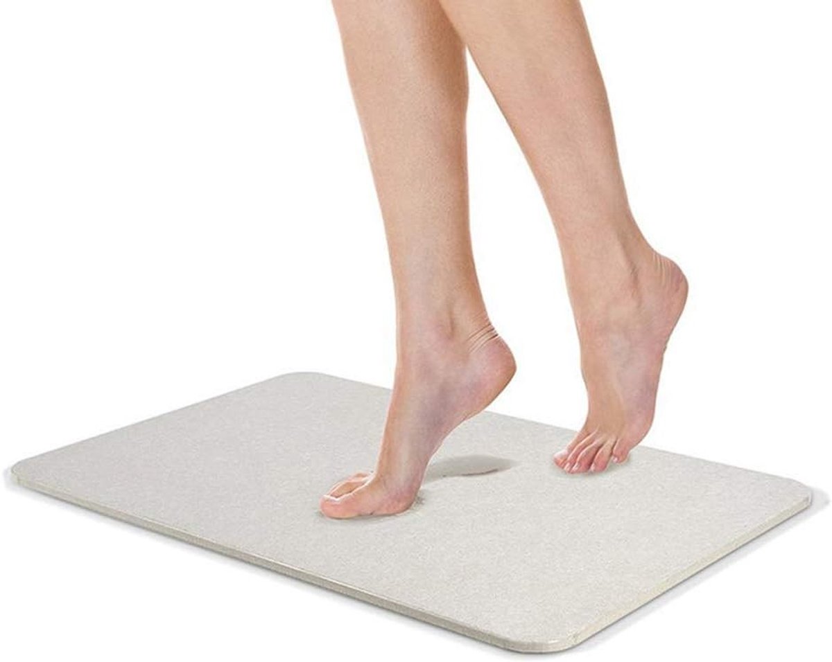 Super Absorbente Diatomiet Badmat - Antislip Sneldrogende Badkamer Vloermat voor Douche en Wastafel (Wit)