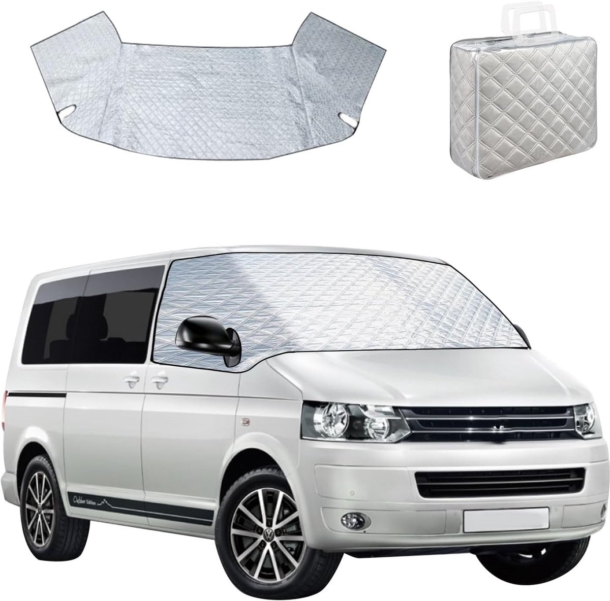 Windscreen Cover voor VW T5 (2003-2015) - Bescherming tegen UV-straling, Vorst en IJs met Thermische Zonneschermen en Raamafdekking