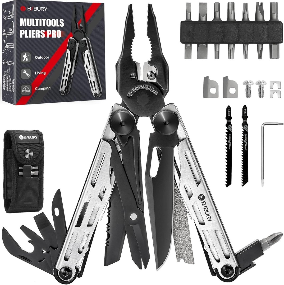 Multifunctioneel Outdoor Multitool met Faltbare Zange, Verbeterde Schaar en Schroevendraaier, Ideaal als Kerstcadeau voor Vader en Avonturiers