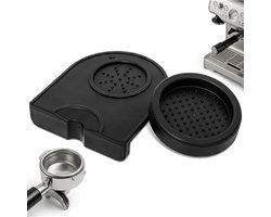 Koffie Tamping Set met L-vormige Siliconen Mat en Ronde Tamper Houder - Compact, Antislip en Textuur voor Espresso Barista's en Koffieliefhebbers