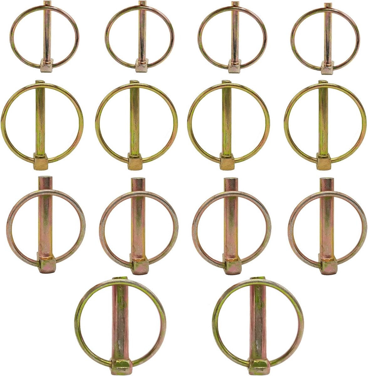 14-delige set ronde veiligheidspennen M4.5/M6/M8/M10 - Heavy duty bevestigingspennen voor aanhangwagens, landbouwvoertuigen en tuinaccessoires