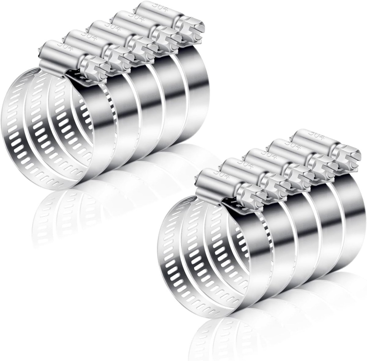 Set van 10 RVS Slangklemmen 27-51 mm - Verstelbare, Robuuste Klemmen voor Waterleidingen, Tuin, Auto en Gasleidingen