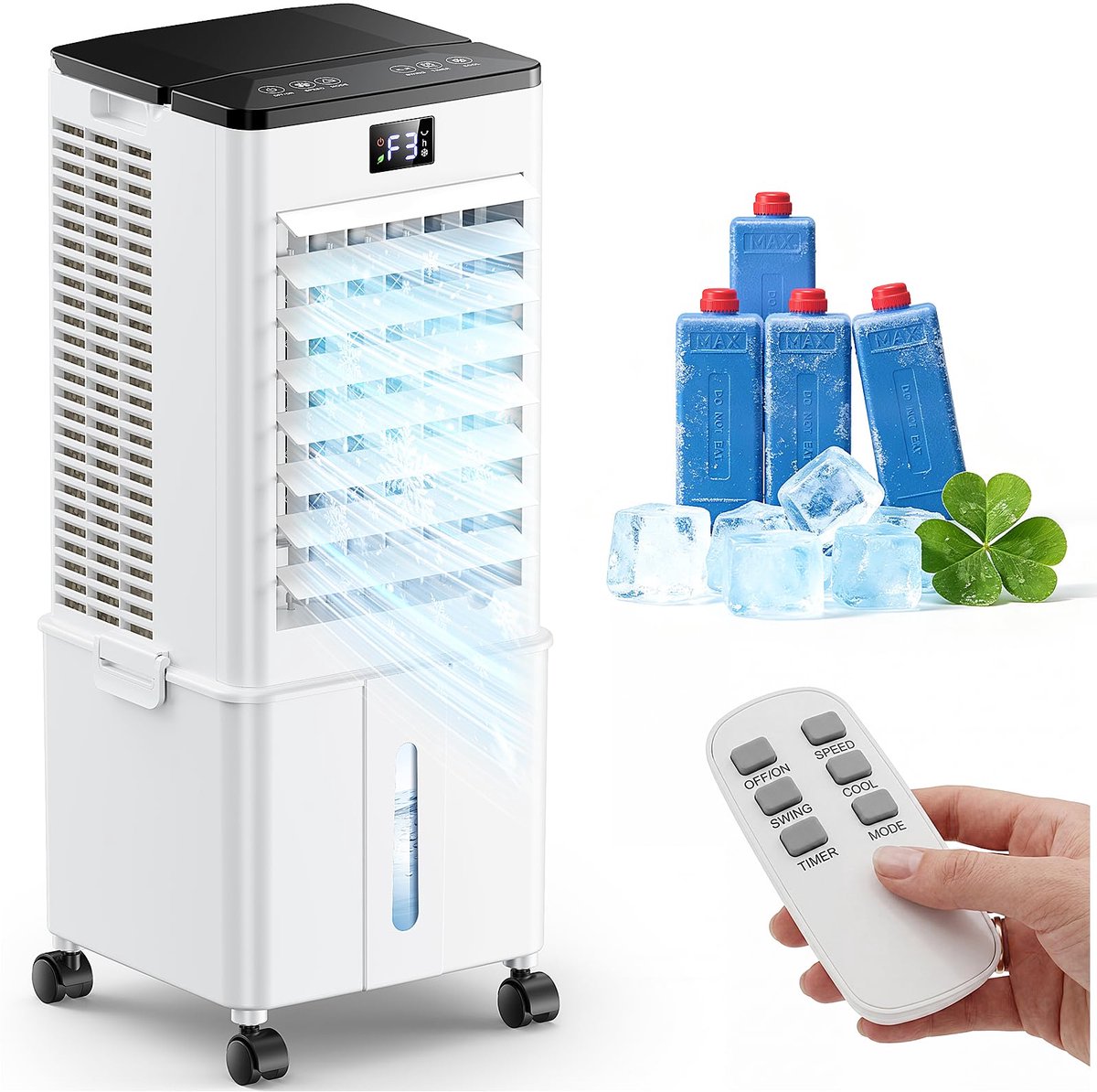 Draagbare airconditioner 4-in-1 - 10L watertank - 4 standen en 3 snelheden - ideaal voor thuisgebruik - ShopVlot