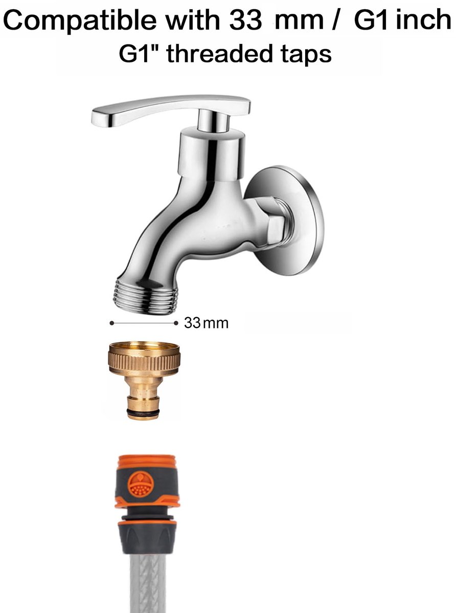 Buitenkraanslangconnector G 1 inch - messing - vrouwelijke schroefdraad - eenvoudig aan te sluiten - ShopVlot