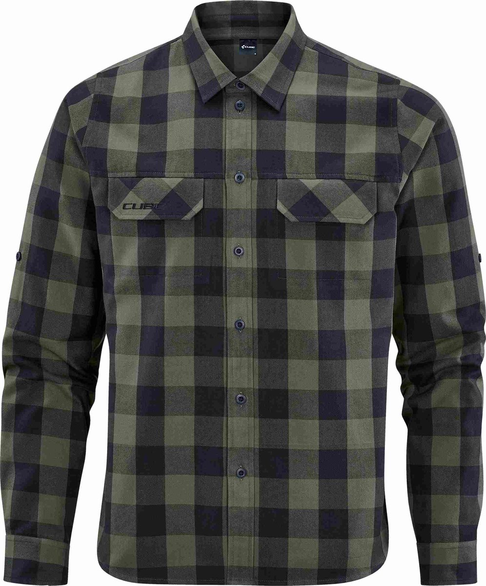 CUBE Fietsshirt WORK SHIRT L/S OLIVE CHECK M