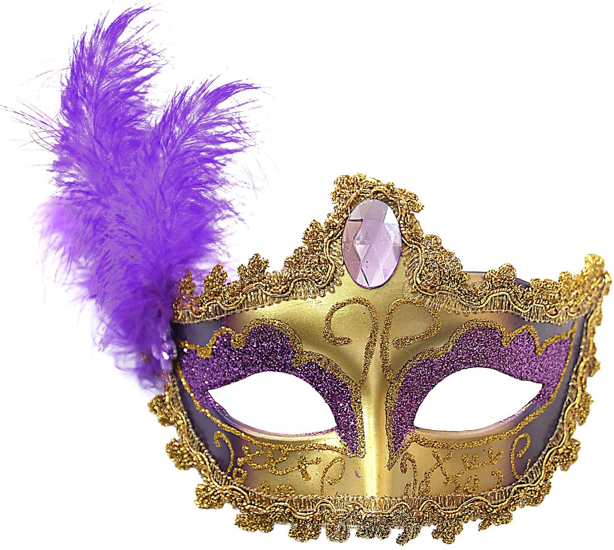 Masker voor vrouwen - paars en goud - Venetiaanse stijl - ideaal voor Mardi Gras - ShopVlot