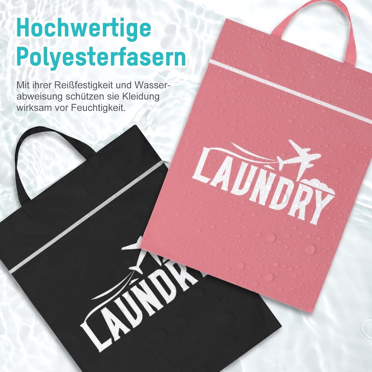 Kleine waterdichte reiswaszakken met ritssluiting, opvouwbaar en ideaal voor fitness en reizen, 46 x 58 cm, vuile was organizer