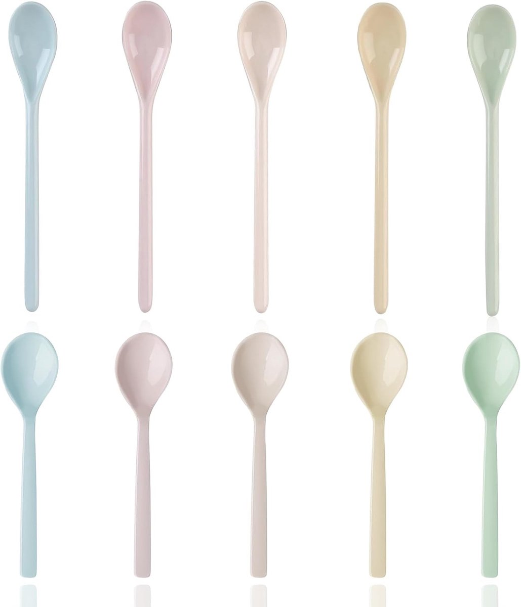 Kleurige plastic lepelset van 10 stuks voor eieren, desserts en ijscreaties
