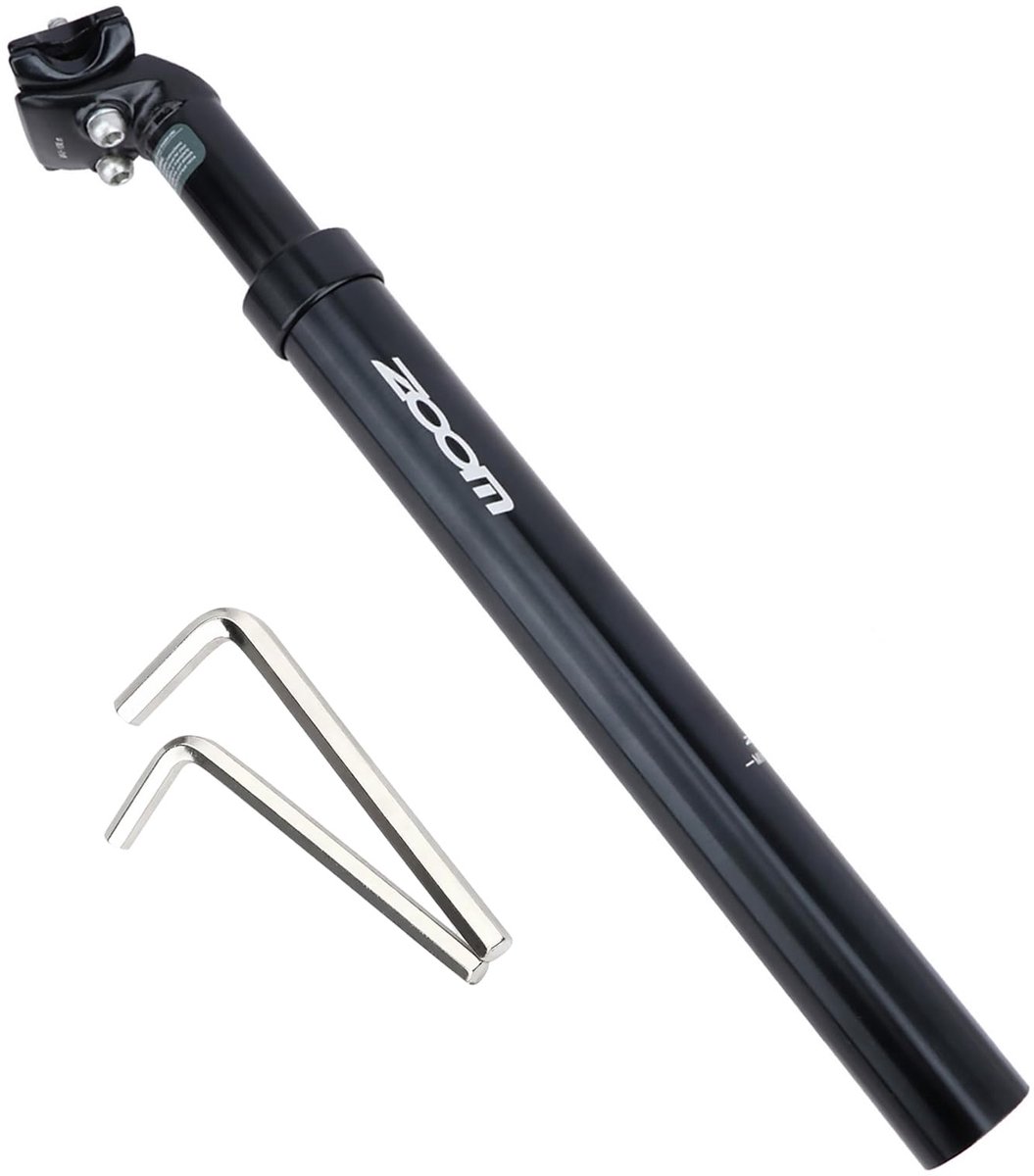 Fiets schokdemper zadelpen 31,6 mm - zwart - veer schokdemper - voor meer comfort - ShopVlot