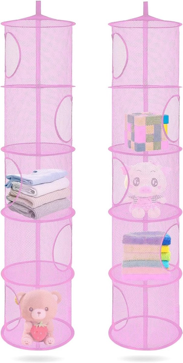 Hangende Opbergmanden, 2 Stuks, Vouwbare Opbergbak voor Speelgoed, 5 Compartimenten, Ideaal voor Kinderkamer, Badkamer en Balkon