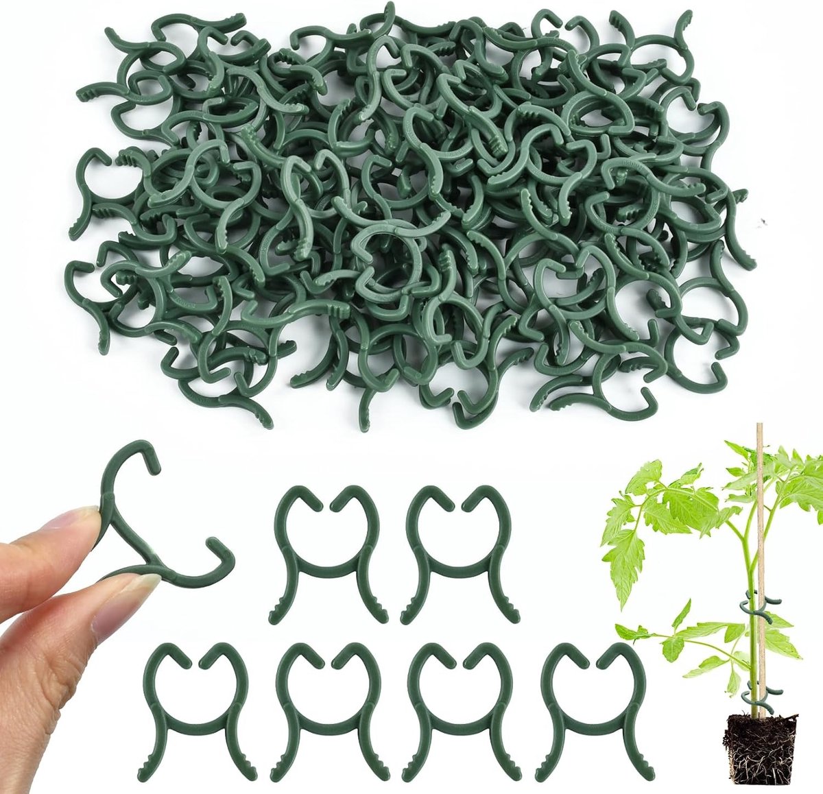 Set van 100 Herbruikbare Plant Clips voor Ondersteuning van Klimplanten, Groenten en Fruit in de Tuin