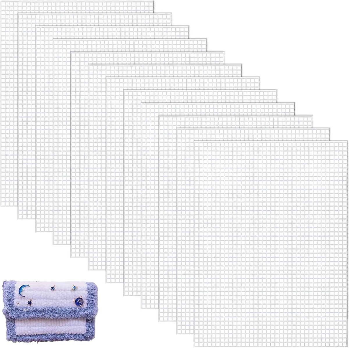 Set van 12 Plastic Canvas Vellen 20 x 33 cm - Ideaal voor DIY, Handwerken en Naaiprojecten