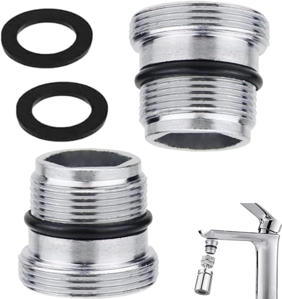 Kraanadapter met M18 naar M22 buitendraad, kraanadapter, metalen beluchter, adapter voor keuken, badkamer, waterfilter - ShopVlot