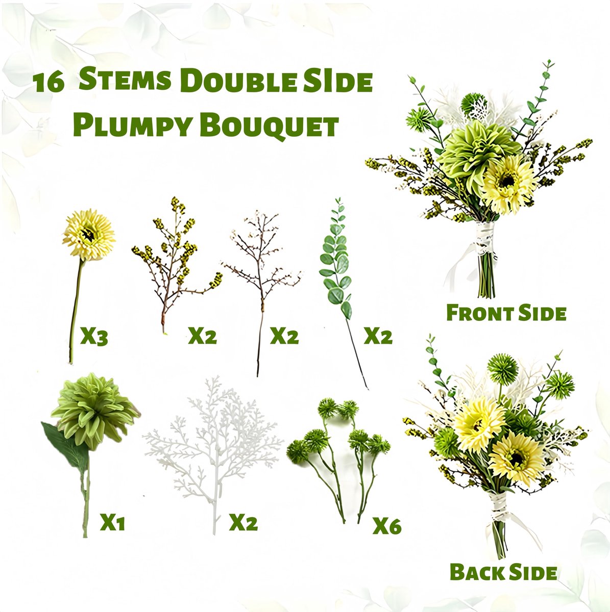 Kunstbloem boeket groen - MuxyFloral - duurzaam materiaal - perfect voor decoratie - ShopVlot