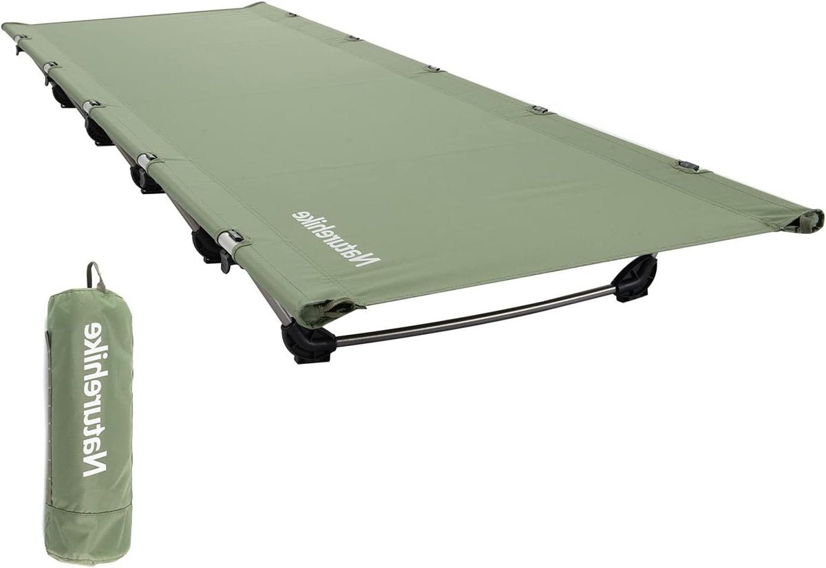 Kampeerbedje - Opvouwbaar bed - Buiten ontspannen - Driehoekig stabiel ontwerp - 190x65x15cm - Groen