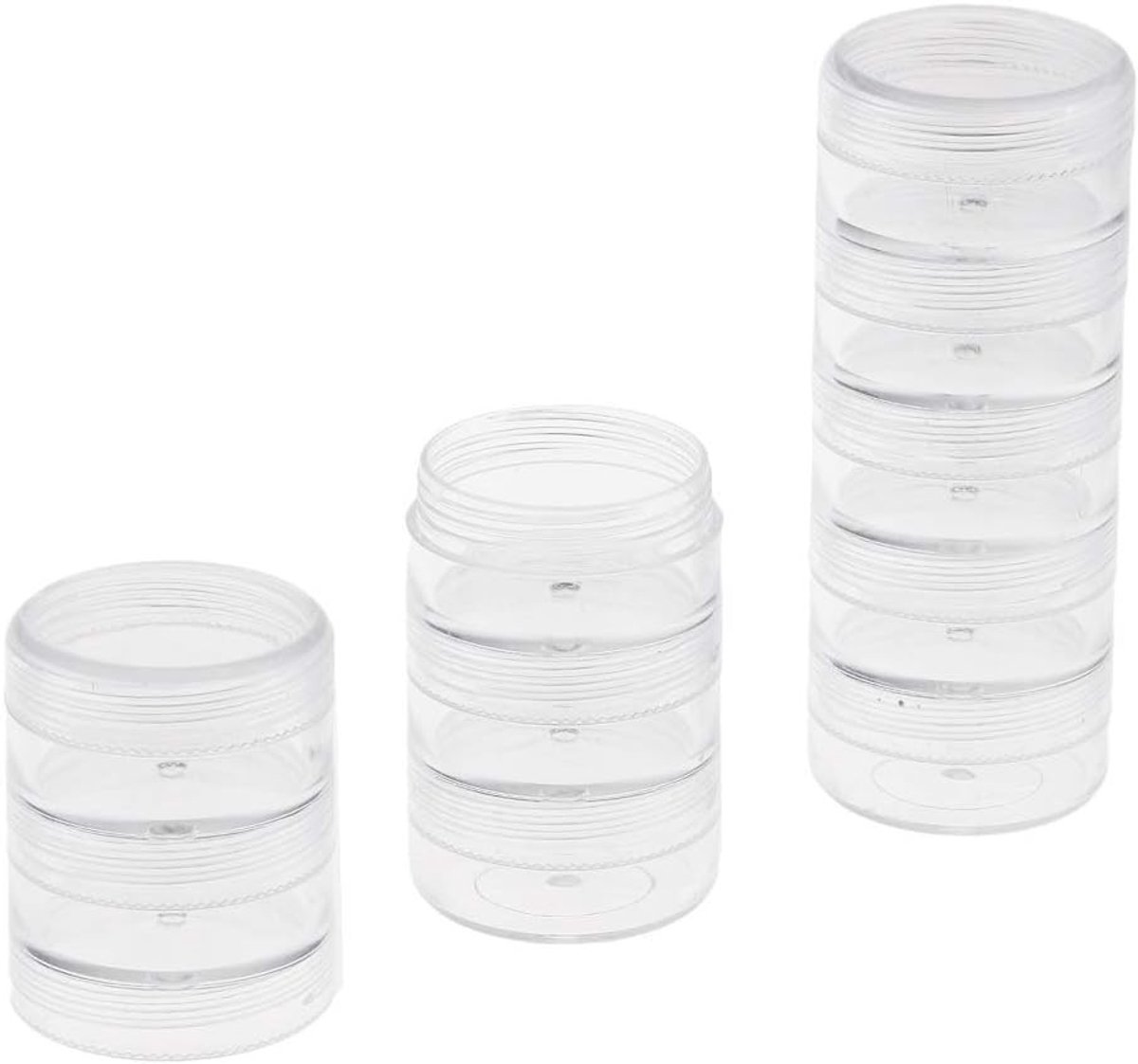 Set van 10 Doorzichtige Opbergdozen - Stapelbare en In elkaar te Haken Dozen voor Knutselmaterialen, Sieraden en Cosmetica - 10g per stuk