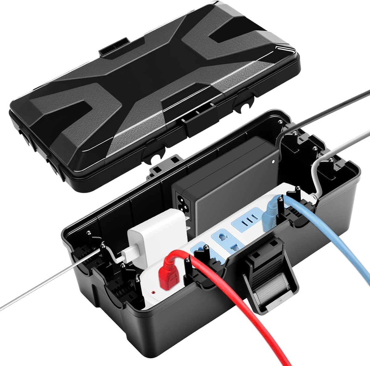 Outdoor Waterproof Cable Box, Black Outdoor Power Box, Waterproof Protective Box for Plug, Electric Box, Weatherproof - ShopVlot