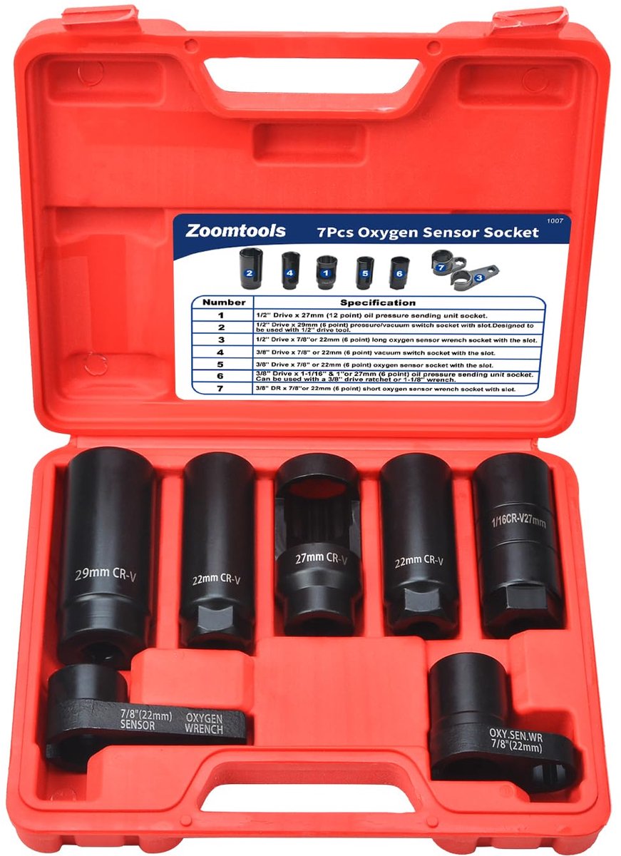 Lambda probe wrench set, 22 mm, 27 mm, 29 mm, lambda probe, socket wrench tool, lambda probe insert, lambda probe - ShopVlot