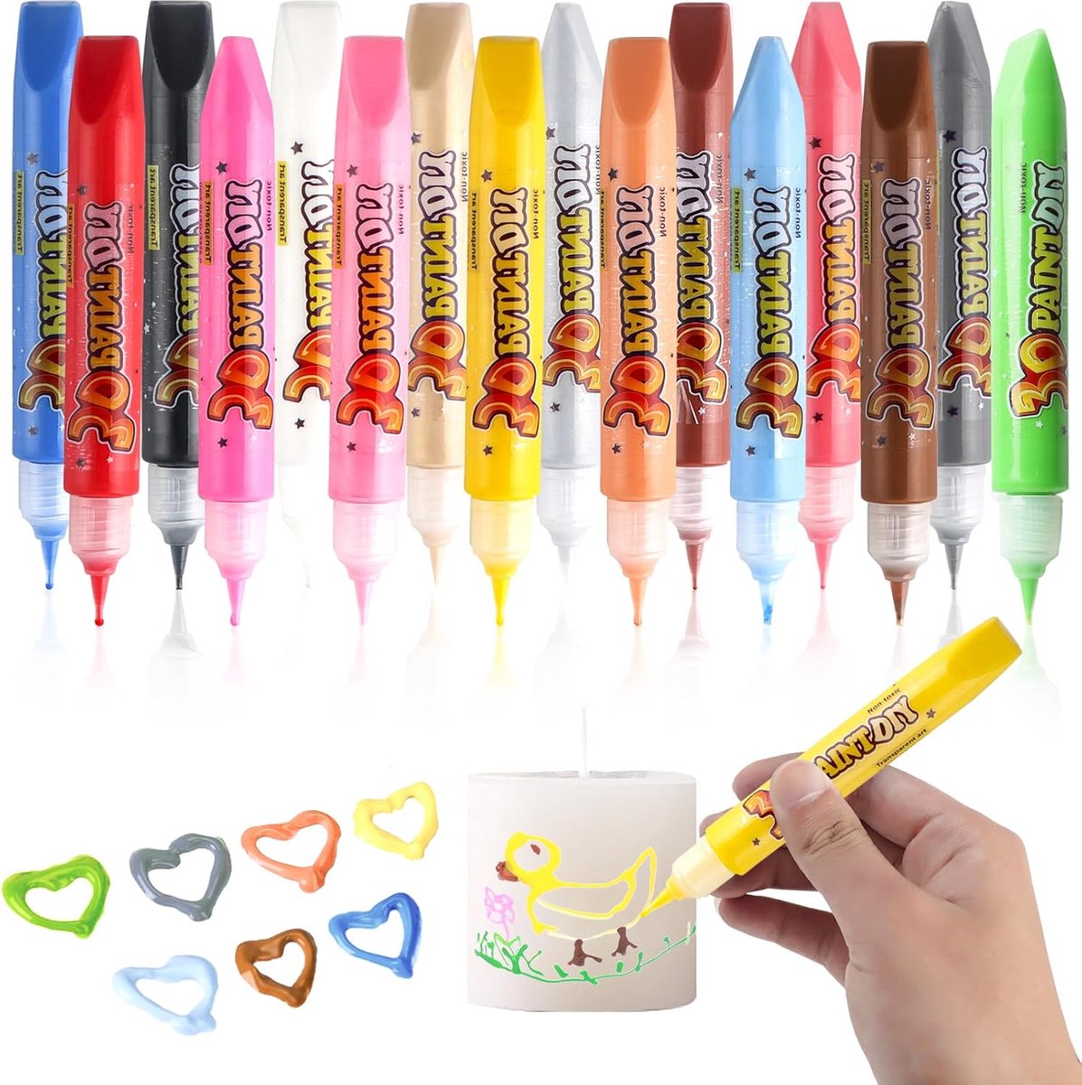 TPTGIAR 16 wax crayons for candles, quick drying, washable, candle pens, 10 ml each, for handmade decorations - ShopVlot