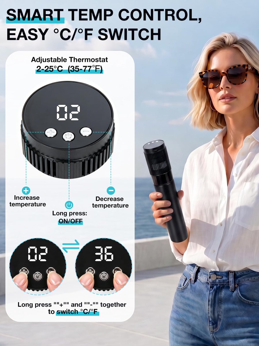 YOUSHARES Insuline-koeltas, mini-koelkast, koelfles, insulinepen, reizen, actieve koeling 2-8 °C, 3 snelheden, USB-C - ShopVlot