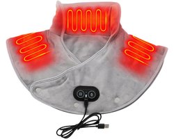 Heating Pad - Verwarmingskussen voor Nek, - Warmtekussen Massage - Schouders & Rug - 45x30 cm - 3 Warmtestanden -USB-aangedreven versie - Grijs