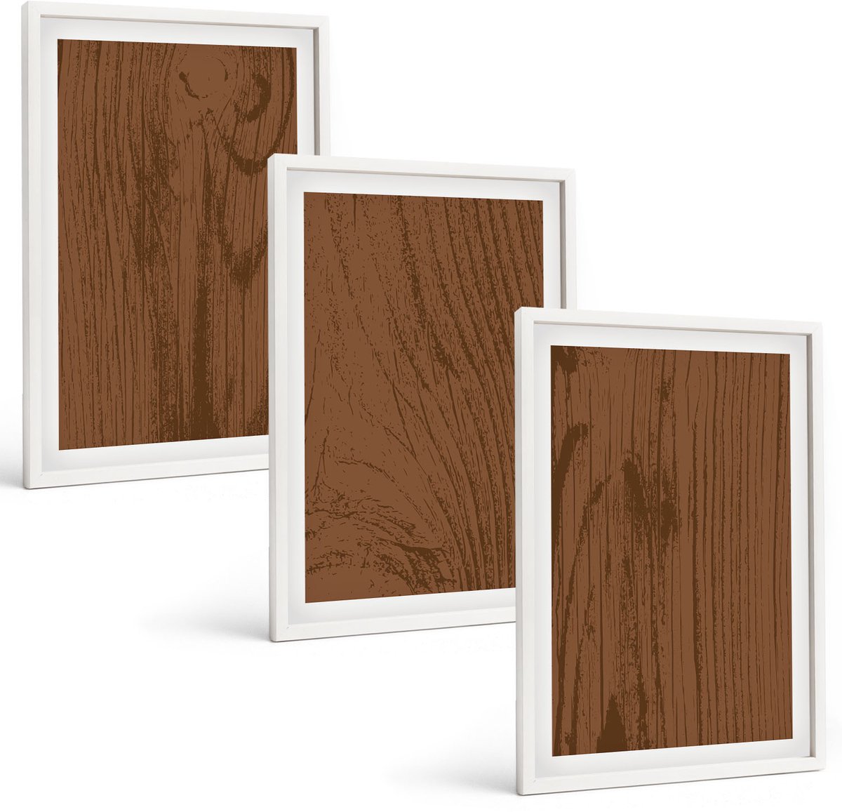Wallfluent 3-Delige Schilderij Set - Houtpatroon, Boomschorsstructuur, Minimalisme - 40 x 60 - Wanddecoratie - Schilderijen Set - Kantoor - Stijlvolle Muurdecoratie