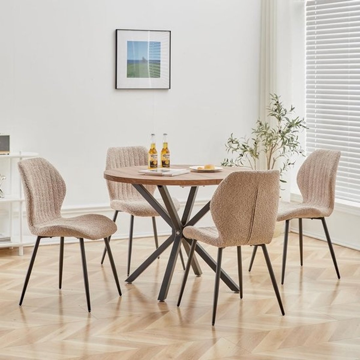 Eettafel Set - Keukenmeubels - Samen Eten - Industriële Stijl - 100 cm - Donker Hout Bruin