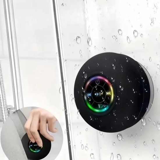 Deze zwarte mini Bluetooth-luidspreker is IPX4 waterbestendig, heeft een krachtige bas, een ingebouwde handsfree microfoon en een draagbaar ontwerp, waardoor hij geschikt is Geschikt voor gebruik op het strand, in de auto — afbeelding 4